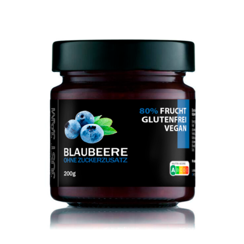 Blaubeermarmelade ohne Zuckerzusagtzt 80% Frucht
